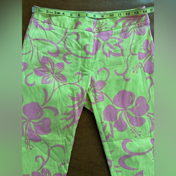 EUC - Trina Turk Yellow and Pink Floral Pants Size 2 - Picture 5 of 7